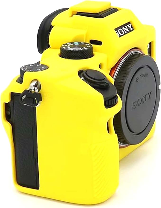 Professional Secure Soft Silicone Camera Case Bag Housing Rubber Body Skin for Sony Alpha A7iii a73 A7R3 A7Riii a7R Mark III a7 Mark III Digital SLR Camera Protective Case (Yellow)