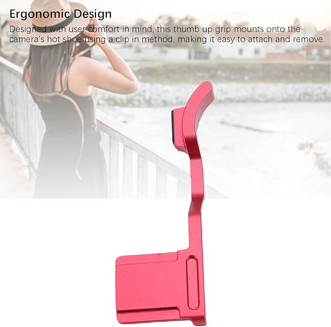 Yunir X T50 Thumb Up Grip for Fuji X T50 Camera Only,Aluminum Alloy Metal Thumb Grip with Hot Shoe Cover Protector Thumb Rest Support Holder,Not Affect The Use of XT50 Camera Buttons (Red)