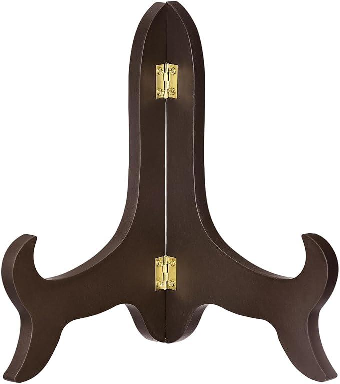 uxcell 9" Easel Plate Holder, Wooden Folding Display Stand Brown for Decorative Picture Frame
