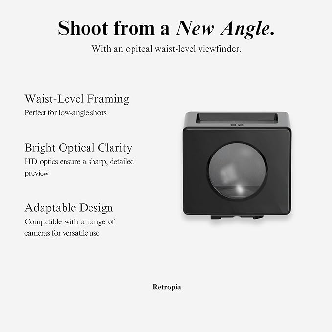Retropia Optical Waist Level Viewfinder | Universal Compatibility for Glare-Free, Bright Clarity, Low-Angle Shots | Premium & Tool-Free for Standard Hot Shoe Mounts