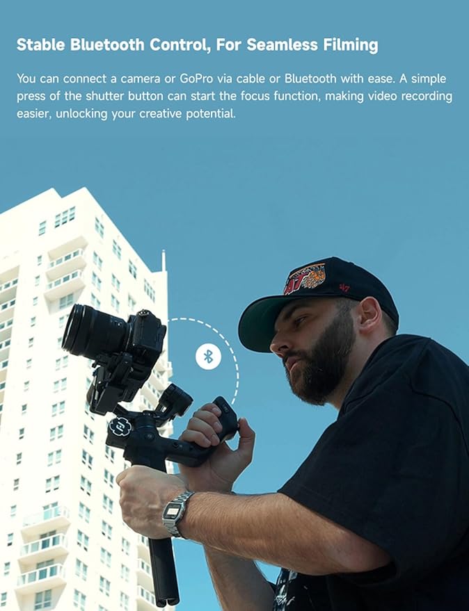 FeiyuTech SCORP Mini 3 Pro Camera Gimbal Stabilizer with AI Tracking, 2KG Payload, Detachable Remote Handle, 3-Axis All in One Handheld Gimbal for Sony/Canon/Nikon/Panasonic/Gopro/Smartphone