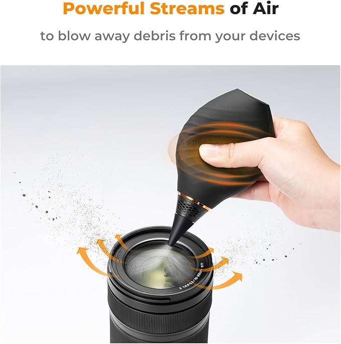 K&F CONCEPT 10-in-1 Camera Lens Cleaning Kit for DSLR Camera Lens Filter Cell Phones with Advanced Silicone Air Blower*1+Short Nozzle*1+Long Nozzle*1+Cleaning Cloth*6+Cleaning Pen*1+15ML Cleaner*1