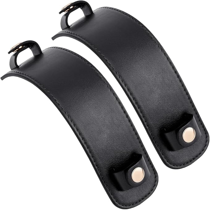 Beebeecraft 2 Sets Shoulder Strap PU Leather Black Replacement Detachable Imitation Leather with Alloy Button Protector Cover Bag Shoulder Handle Wrap Straps for Tote Bags Purse Women DIY Making