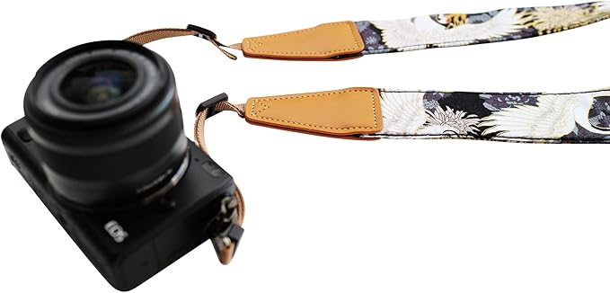 Original Design Personalized Adjustable Camera Strap Chrysanthemum & Crane in Black, Fit for Canon Nikon Sony Olympus Interchangeable Lens Digital Camera/DSLR etc.