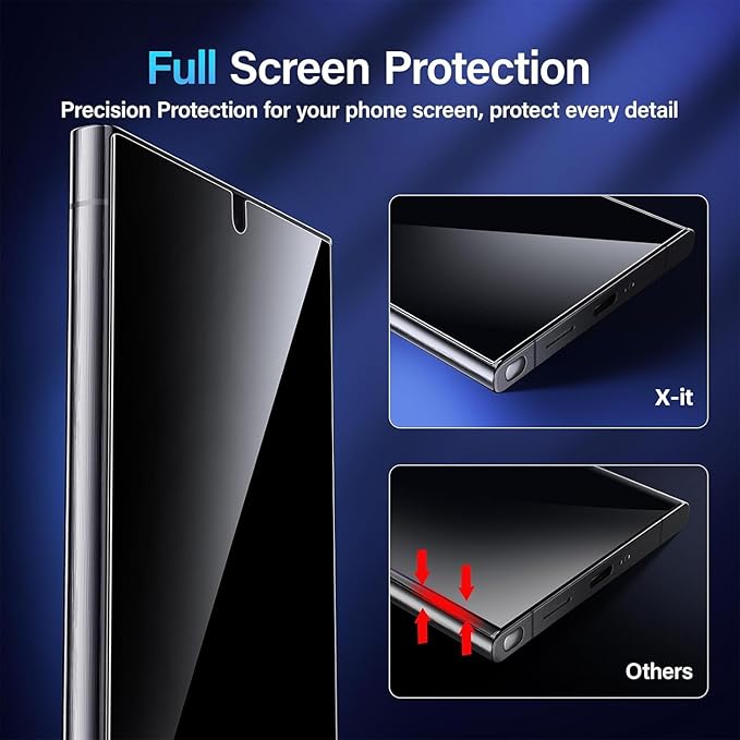 X-it for Samsung Galaxy S23 Ultra/S22 Ultra Screen Protector HD [Auto Alignment & Dust Removal],Bubble-Free & Self-Healing,[100% Ultrasonic Fingerprint ID] Easy Installation Full Coverage [Non-Glass] 2 Packs