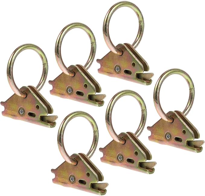Cargo Steel E-Ring Tie Down Hooks 6PCS E Track Tie Down Hooks - Heavy Duty Cargo Anchors (Truck/Trailer) for E-Track Rail/Single System