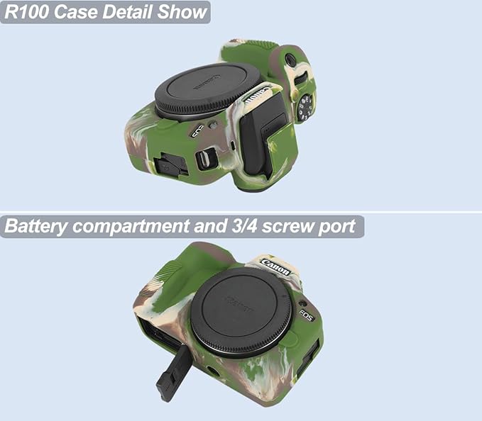 Pocoukate Case for Canon EOS R100 Camera, Soft Silicone Protective Cover Skin with EOS R100 Screen Protector Accessories for EOS R100 Mirrorless Camera Silicone Case - Camouflage