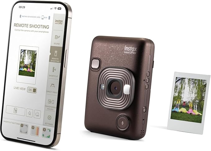 Fujifilm Mini LiPlay Hybrid Instant Camera with Mini Film, 32GB microSD Card, Charging Cable, Hand Strap and Pixibytes Microfiber Cleaning Cloth... (Deep Bronze + 40 Sheets)
