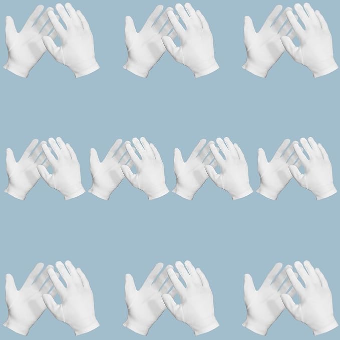 ENPOINT 10 Pairs Archival Photo Gloves, White Small Work Gloves For Handling Art Working Photography Men & Womens Cloth Gloves Liners Bulk for Handling Jewelry, Film, Photo, Coin Metal Inspection