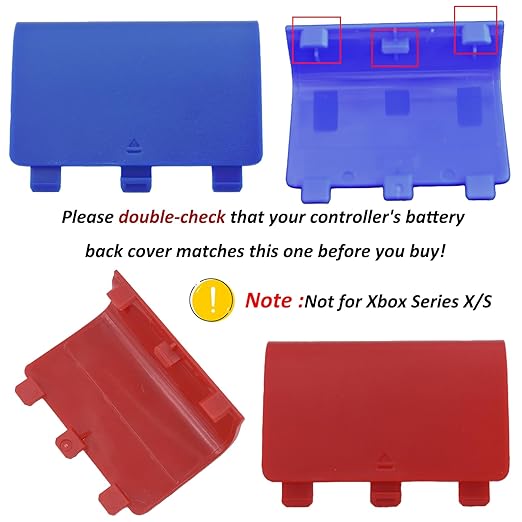 4 Pcs Battery Back Cover for Xbox One/One S/One X Controller[NOT for Xbox Series X/S],Battery Back Shell Covers,Replacement Battery Cover Door Compatible with Xbox One(Blue&Red) [Video Game]