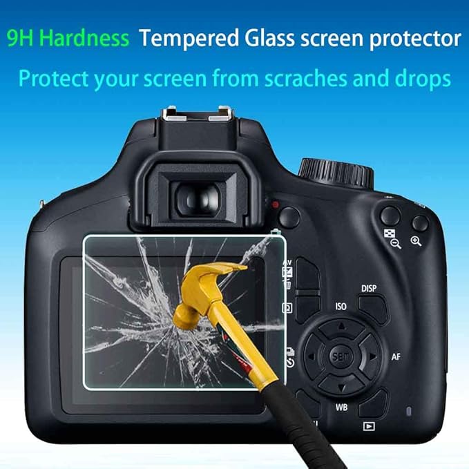 Screen Protector for Canon EOS 4000D Rebel T100 Camera & Hot Shoe Cover [2+3 Pack],ULBTER 0.3mm 9H Hardness Tempered Glass Cover Anti-Scrach Anti-Fingerprint Anti-Bubble