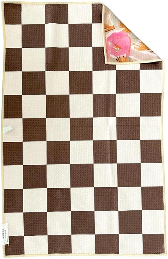 crae. Reversible Microfiber Towel - Ultra Absorbent, Quick-Drying Hand Towels - Modern Design, Scratch-Free, Lint-Free for Kitchen, Bathroom, Car Cleaning - 19x29 Inches, Set of 1 (Reeds)