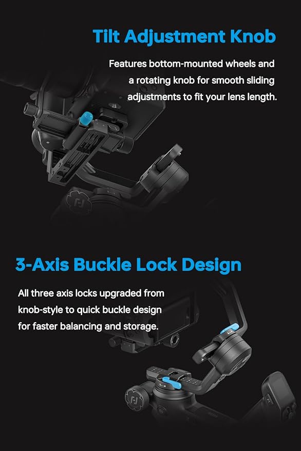 FeiyuTech SCORP 3 Camera Gimbal Stabilizer – 7.72lbs Payload, Detachable Handle, Built-in AI Tracking, Professional Handheld Gimbal for Sony/Canon/Nikon/Fujifilm/Panasonic, Native Vertical Shooting