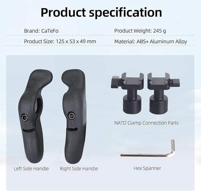 StarGrip-NATO Camera Side Handle Grips - Pair of Mini Left and Right Side Handles with 360 Degree Adjustable Clamp for DSLR Camera, Smartphone, iPad, Monitor Cage