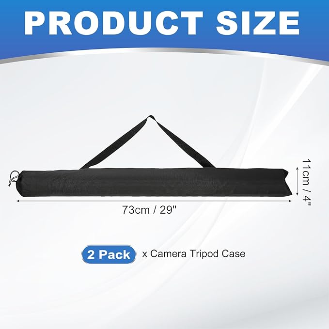 PATIKIL 29 x 4 Inch Tripod Carrying Case, 2 Pack Camera Tripod Carrying Bags Oxford Cloth Padded Bag for Camera Gear Mic Light Stand Sheet Music Photography Accessories, Black