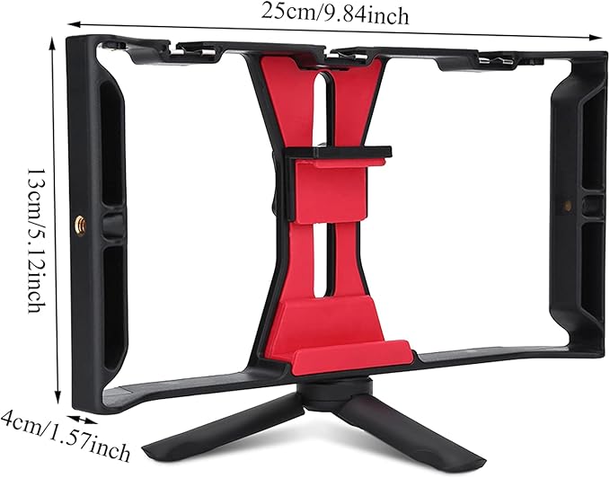Smartphone Video Rig, 2Pcs Filmmaking Vlogging Case Phone Stabilizer Tripod Mount Dual Hanlde Smartphone Stabilizer Grip