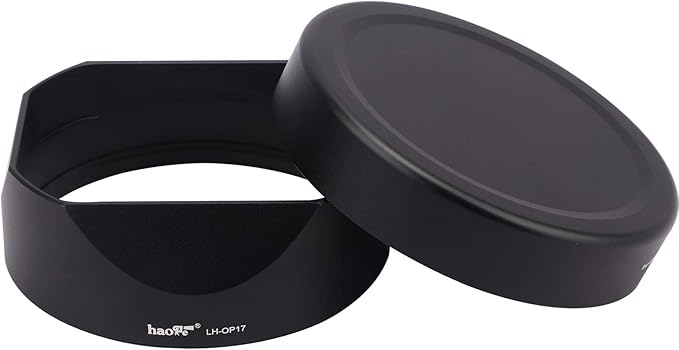 Haoge LH-OP17 Square Metal Lens Hood with Metal Cap Set for Olympus M.ZUIKO ED 17mm f1.2 25MM F1.2 PRO, 12-40mm f2.8 45mm f/1.2 Pro Lens