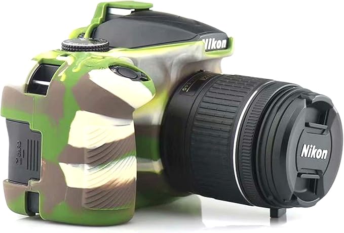 Professional Secure Silicone Camera Cases Bag Housing Rubber Body Skin for Nikon D3400 Digital SLR Camera (Green)