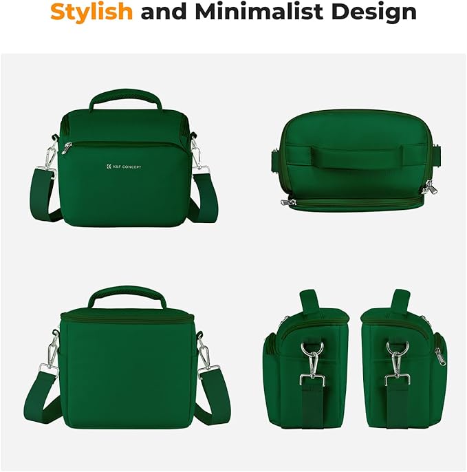K&F CONCEPT Camera Sling Bag Small Crossbody Camera Case DSLR/SLR/Cute Compact Shoulder Photography Bags for Photographers-Green
