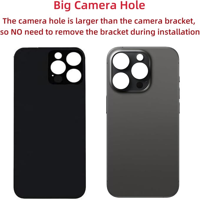 16 Pro Max Back Glass Replacement for iPhone 16 Pro Max Back Cover Glass (Black Titanium, 6.9 inches) with Pre-Installed Tape +Installation Instruction + Repair Tools (Black Titanium)