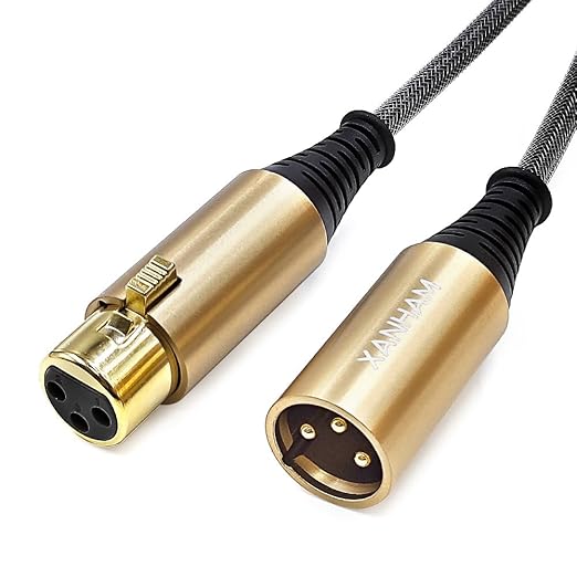 XLR Cable 25 Feet/8 Meter 3 Pin Microphone Female to Male Balanced Shielded Cable, Fibre Braiding with 22AWG Oxygen-Free Copper(OFC) Mic Cord for Speaker and Audio System