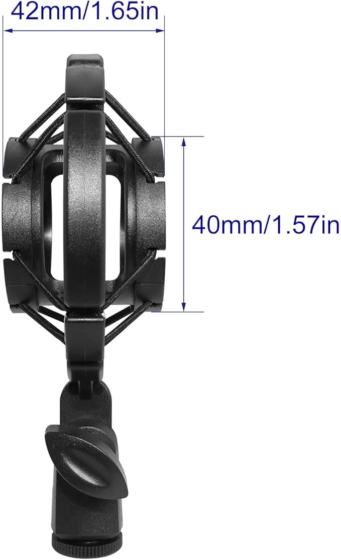 Microphone Shock Mount LUORNG Universal Black Anti-Vibration Mic Holder for 42~46mm/1.65~1.81in Diameter Studio Condenser Mic, Mic Clip Holder