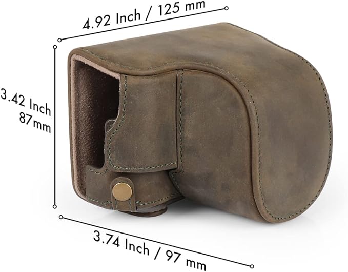 MegaGear MG1698 Ever Ready Genuine Leather Camera Case Compatible with Leica D-Lux 7 - Khaki Green