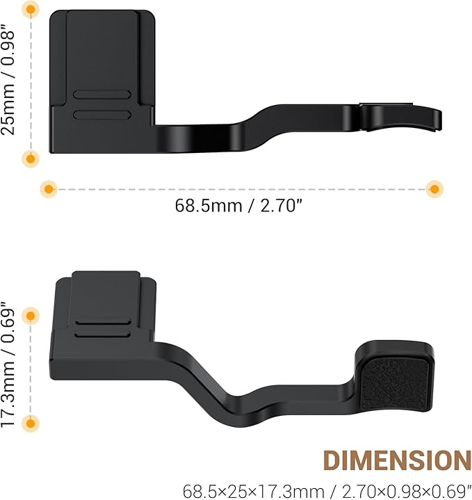 JJC Metal Thumb Grip & Soft Shutter Button for Fuji Fujifilm X-T30 III X-T30 II XT30 III XT30 X-T20 X-T10 Mirrorless Camera, Hot Shoe Cover Protector Thumb Rest for Stable Safe Hand Hold, Silver Color