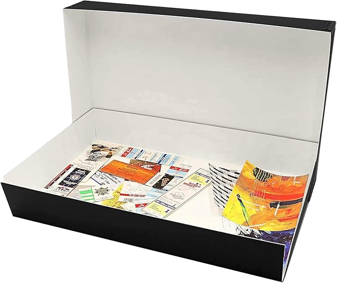 Lineco Museum Archival Storage Box, 11.75x18.25x3 in. Drop Front Design. Acid-Free with Metal Edge. Organize Photos, Pictures, Prints, Documents, Crafts, DIY. Black, 2Pack