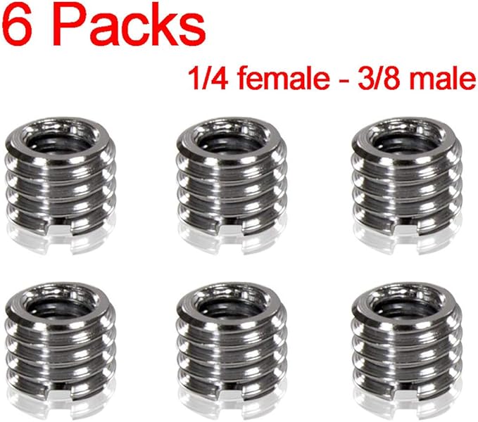 3/8" to 1/4" Tripod Ballhead Reducer Bushing Convert Screw Adapter,1/4" to 3/8" Tripod Ballhead Camera Convert Screw Adapter Mount for Tripod Monopod Ballhead Video Light Stand DSLR SLR