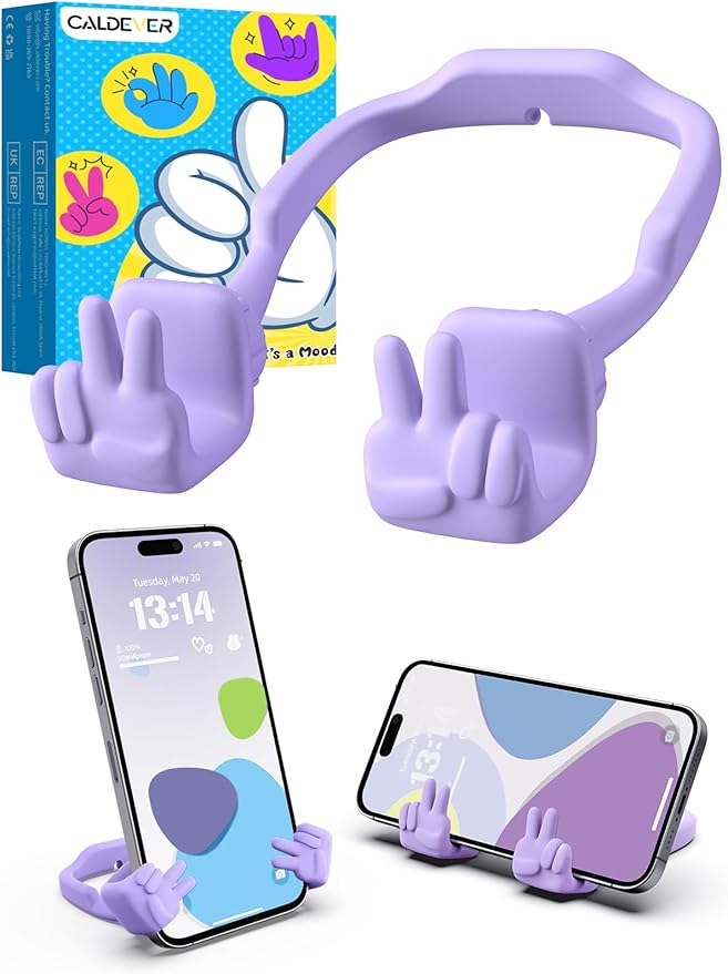 Easter Basket Stuffers Essentials for Teens Girls Boys: Cell Phone Stand Upgrade Adjustable Peace Sign Thumbs Lazy Cell Phone Holder for Desk Cool Gadgets Easter Gifts for Adults Kids Women Teenagers