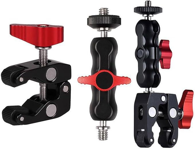 Super Clamp Camera Clamp Mount Monitors 360 Ballhead Magics Arm Double Ballhead Adapter for DSLR Camera/LED Lights
