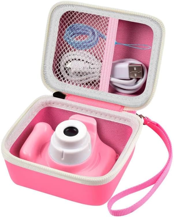 ANKHOH Camera Case for Seckton/for Desuccus/for PROGRACE/for GKTZ/for Dylanto/for Rindol/for One'sMore/for HANGRUI Kids Digital Camera, Kid Camcorder Storage Box for Cable Accessory-Bag Only, Pink