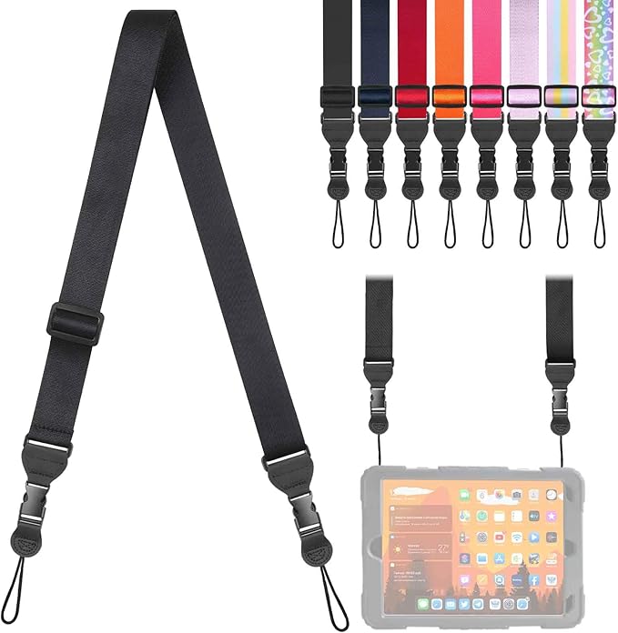 Adjustable Shoulder Strap, Comfortable Camera Strap, Neck Lanyard for iPad Tablet Case, Camera, Binocular, Luggage Bag (Black Shoulder Strap)