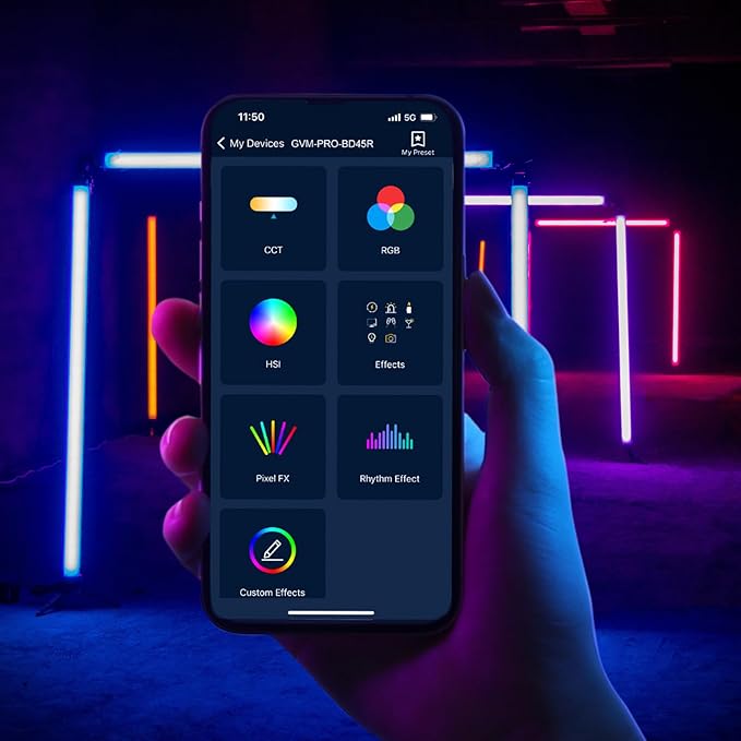 GVM RGB Tube Light with Softbox, 2 Packs 45W Handheld Wand Light, 48" Full Color LED Tube Light, 2700-10000K Stick Light with APP/DMX Control, 12 Scene Effects, MESH Networking Control Led Video Light