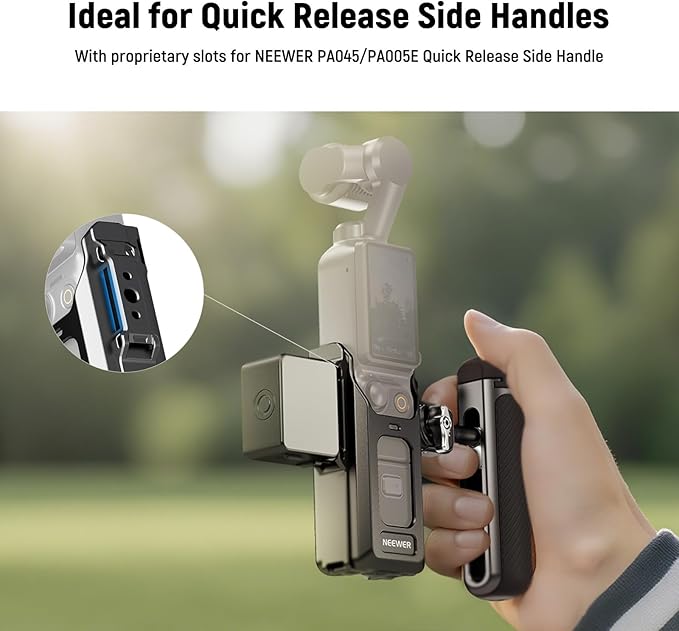 NEEWER Pocket 3 Cage, All in One Aluminum Alloy Protective Video Rig Compatible with DJI Osmo Pocket 3 & Magnetic Mount Accessories, 1/4" Threads Cold Shoe, Slots for Quick Release Side Handle, AC029