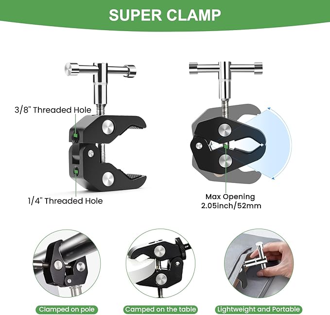 MOKOSE 10 inch Articulating Magic Arm with Super Clamp and Wall Mount Base,Friction Arm Mount for LCD Monitor LED Light Camera Rig