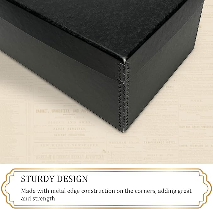 Golden State Art, Archival Photos Storage Boxes, 5x7x12 Acid-Free Preservation Box, Holds Up to 1100 of 5x7 Pictures, 4x6 Photo Container for Storing Artwork Pictures Prints Negatives Films (Black)