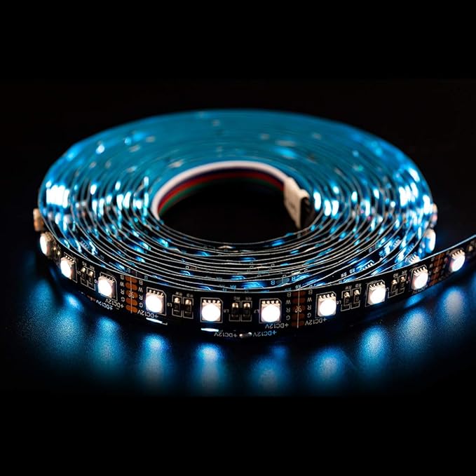 BTF-LIGHTING 5050 RGBW RGB+Cool White(6000K-7000K) 4 Colors in 1 LED Tape Light DC24V 5m 16.4ft 60LED/m Multi-Colored IP67 Black 14mm PCB for Bedroom Kitchen Home Decoration(No Adapter or Controller)