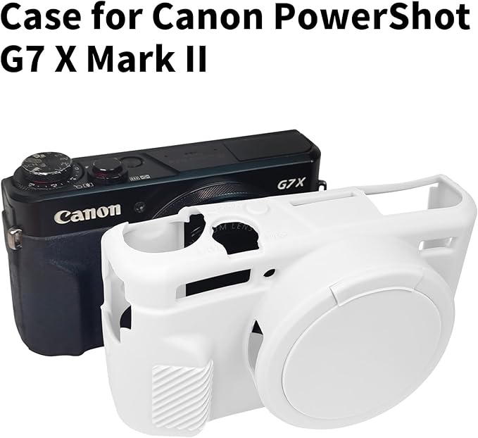 Easy Hood G7X Mark II Case, Protective Case for Canon Powershot G7X Mark II Digital Camera, Removable Lens Cover Silicone Sleeve Soft Camera Cover Rubber Protective Body Skin - White