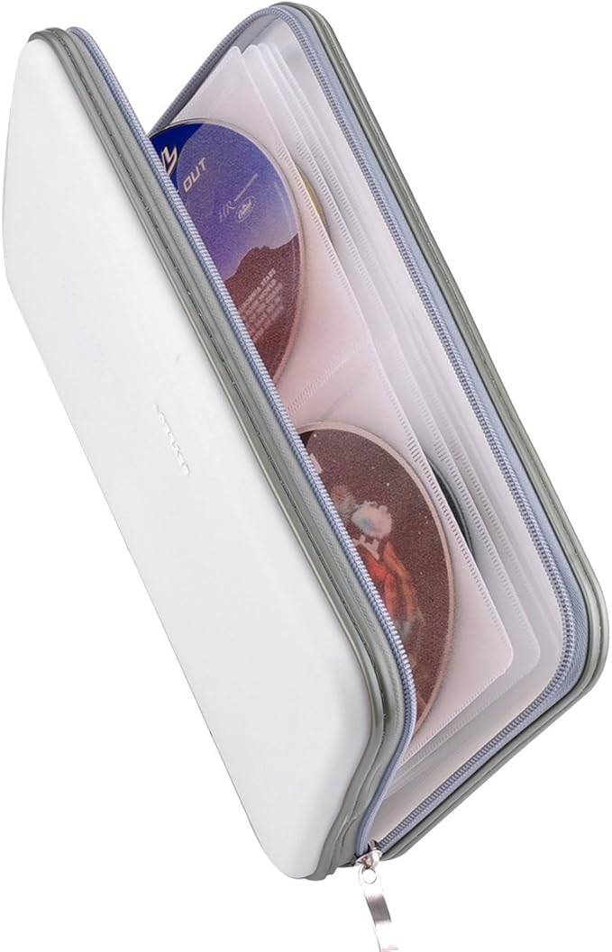 72 Capacity Heavy Duty CD DVD Blu-ray Media Case Storage Holder Organizer Wallet (White)