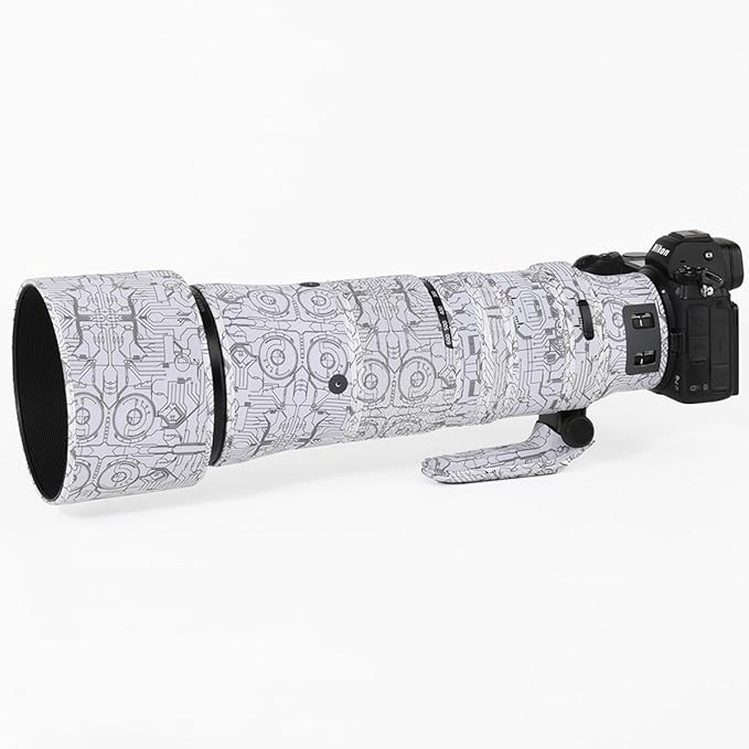 CHASING BIRDS Lens Camouflage Waterproof Coat for Nikon Z 180-600mm f/5.6-6.3 VR Rainproof Lens Protective Cover Version IV (Electric White)