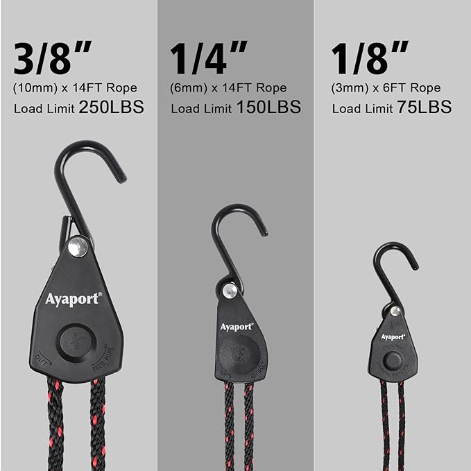 Ayaport Kayak Rope Tie Down 14ft Ratchet Straps Bow and Stern Ratcheting Tie Downs Rope Hanger Kayak and Canoe Accessories