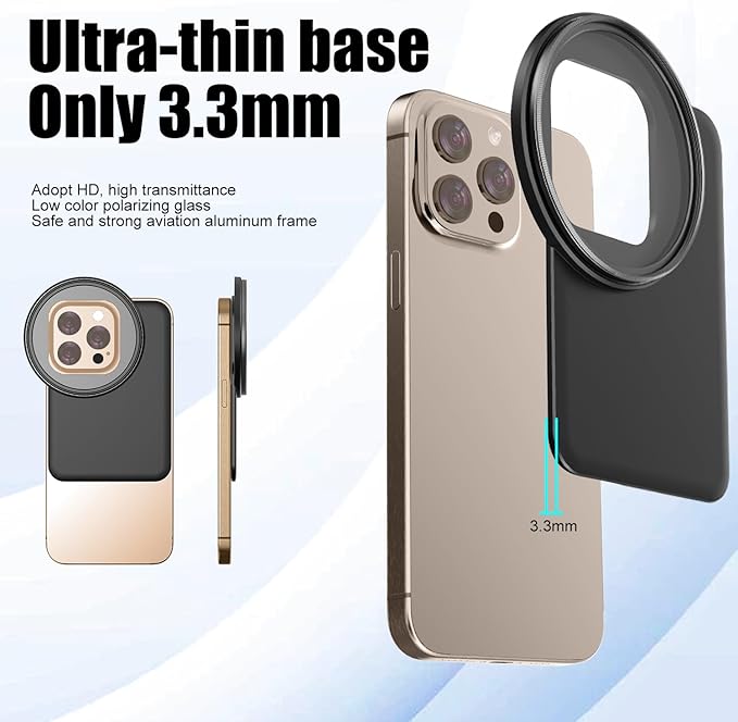 61mm Magnetic Lens Filter Mount Universal Magnetic Filter Clip Adapter Compatible for iPhone 16 Pro/16/15 Pro/15/14 Pro/14/13 Pro/13/12 Pro/12(No Filter)