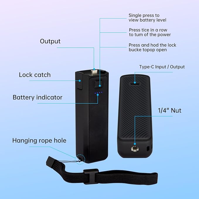 Suptig Handle Grip Battery Charger Battery Handle Built-in 5000mAh Battery Compatible for DJI Pocket 3, Xtra Muse Gopro, Insta 360, Akaso, Phone, Digital Camera