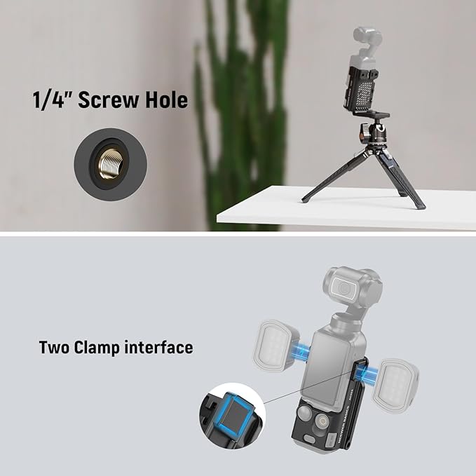 NEEWER Basics Magnetic Holder Compatible with DJI Osmo Pocket 3 Creator Combo Accessories, Expansion Adapter with 1/4" Screw Hole, Battery Grip Bracket Fill Light M21, AC024