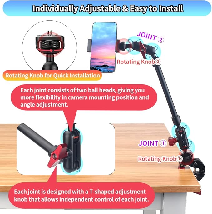 13" Adjustable Magic Arm with Super Clamp Camera Mount & 22" Adjustable Magic Arm with Super Clamp Camera Mount
