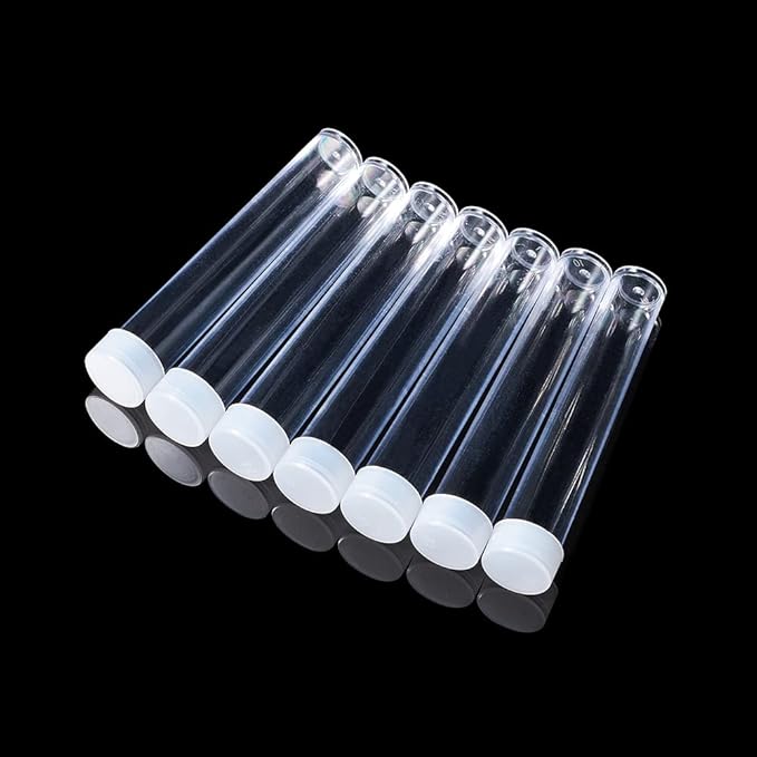 Craftdady Clear Plastic Tube Bead Chunky Bamboo Tube Beads 100Pcs Transparent Storage Test Tubes with Caps 78x13mm (3.07x0.5 inch)