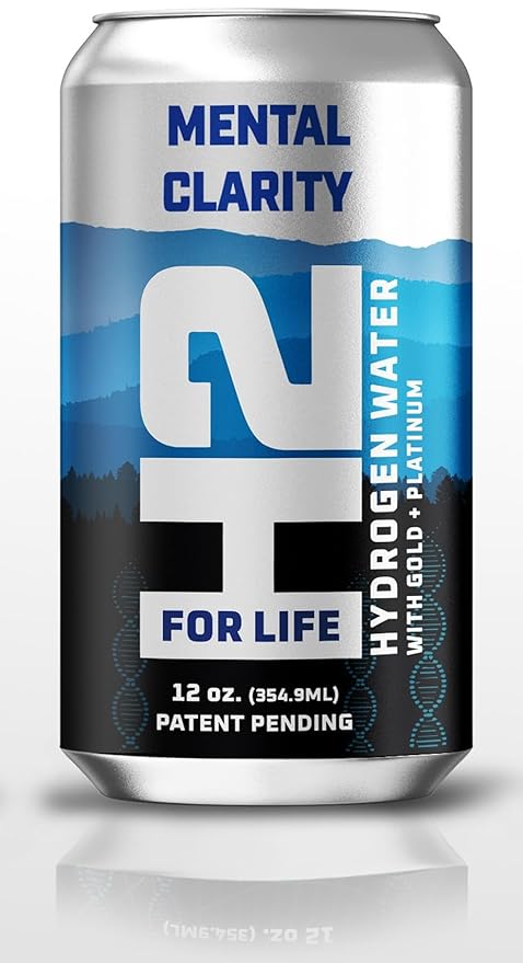 H2ForLife - Mental Clarity Hydrogen Rich Spring Water with Gold & Platinum Infusion, Focus & Energy Beverage, 12 oz per Can (Pack of 6)