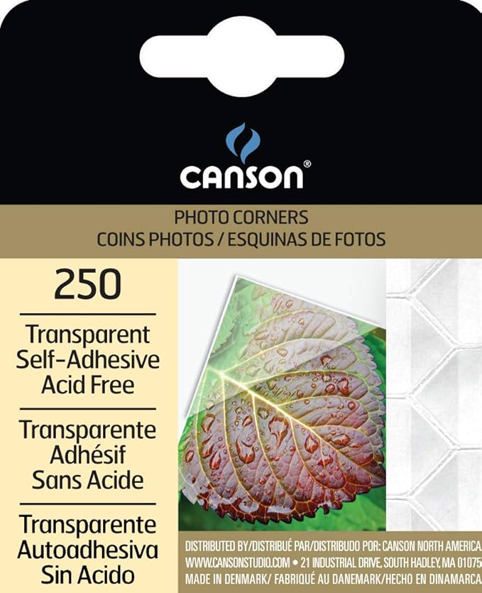 Canson Self Adhesive Photo Corners, Transparent, 250-Pack Dispenser (100510368)